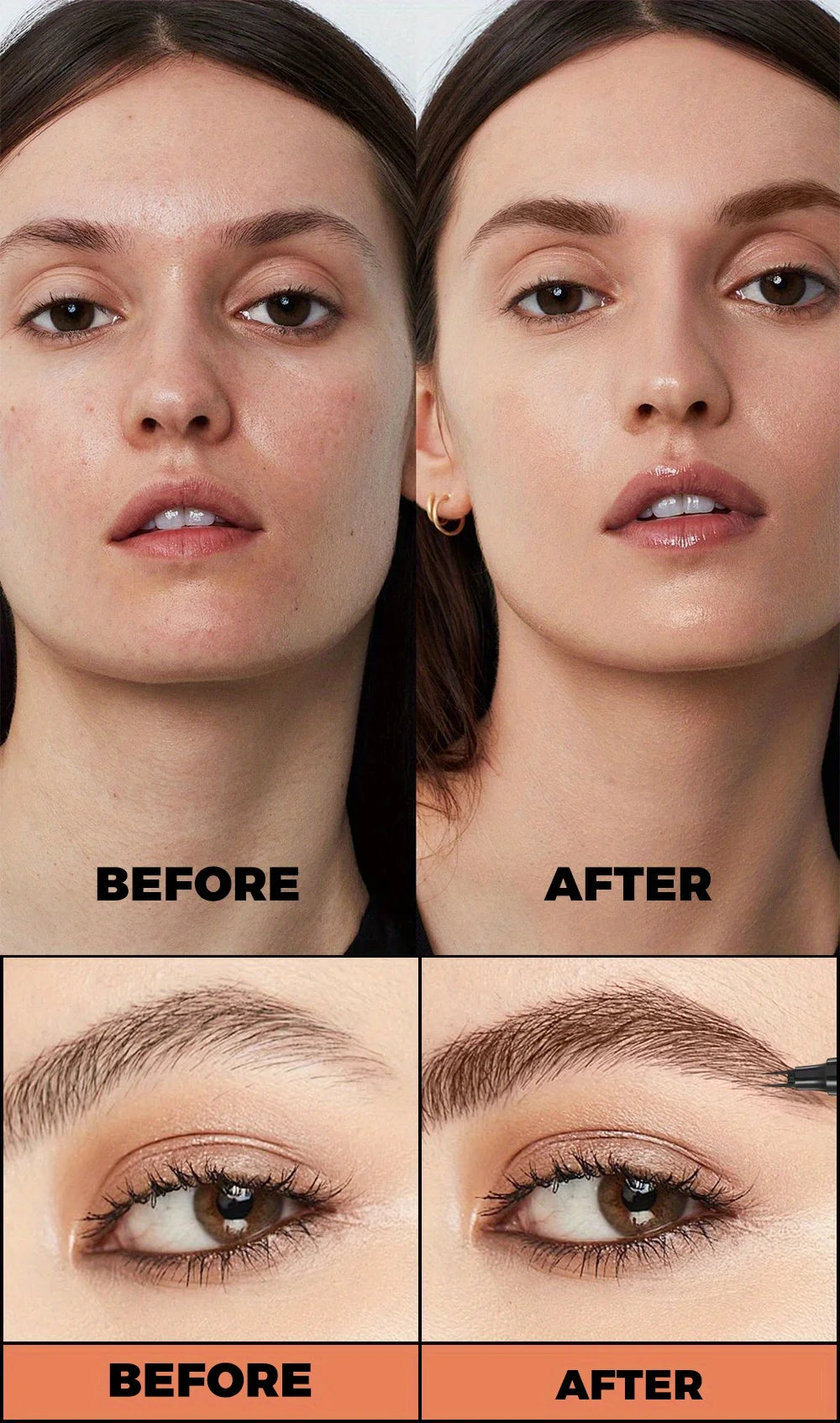 Eyebrow pencil waterproof and oil-proof, not easy to smudge, dark brown, light brown, with distinct roots