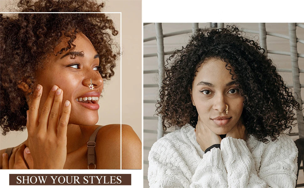 Nose Rings Hoop for Women Men Body Piercing Jewelry Cartilage Earring Nose Dangling CZ Cross Crown Starfish Dangle Nose Ring