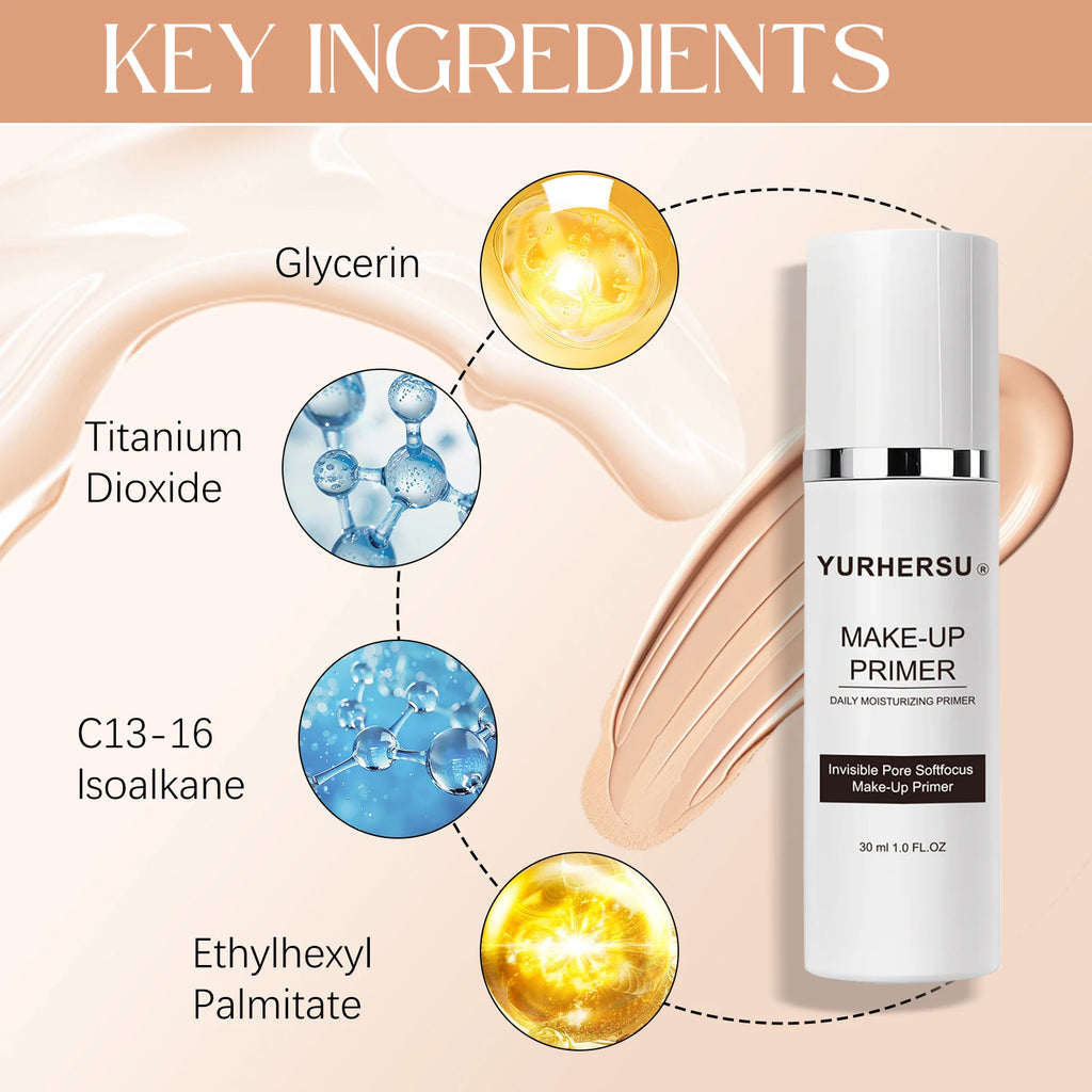 Soothing makeup primer moisturizes hydrates brightens skin tone leaving a natural radiant complexion. Gentle and non-greasy