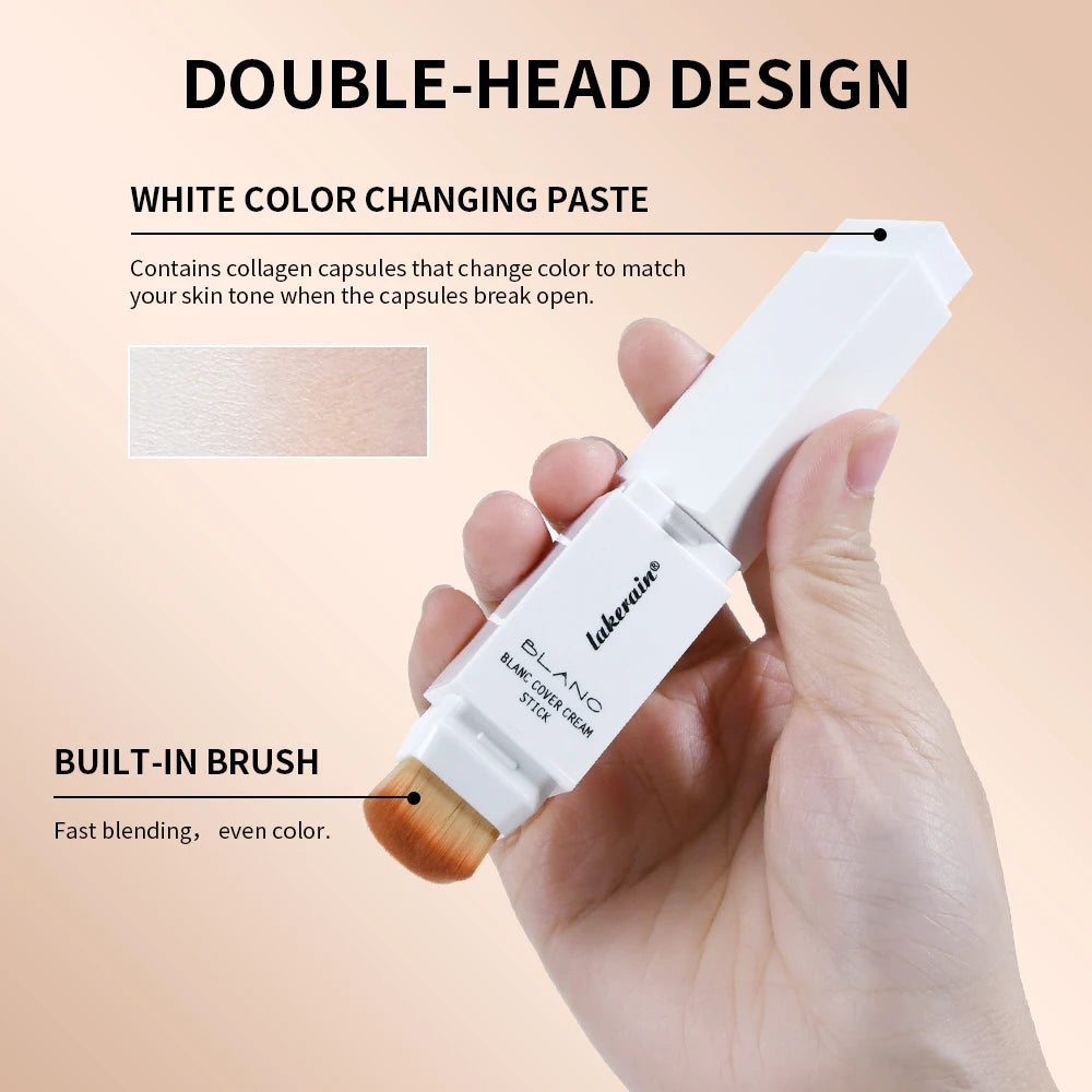Foundation Stick Color Changing Foundation Detachable Brush Blanc Cover Cream Stick High Coverage Smoothly Blending Base Makeup