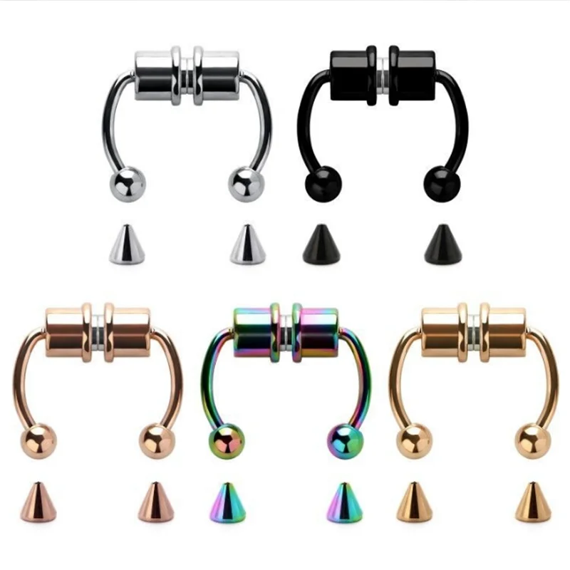 Magnetic Horseshoe Nose Rings, 316L Stainless Steel, Faux Septum Rings, Fake Piercing, Clip on, Hoop Rings, Gift for Women, Girl