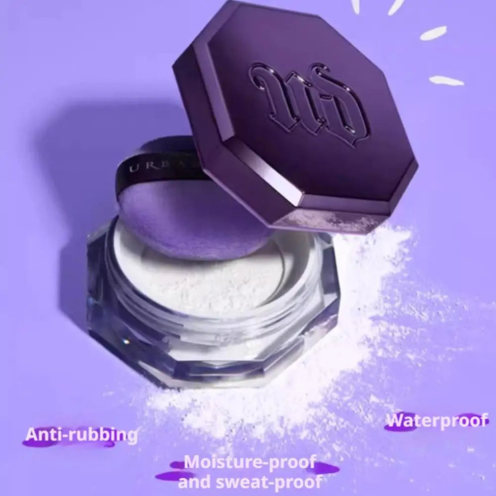 10g Meteorite Fine Setting Powder With Makeup Brush Set - Strong Powder Gripping Soft Cosmetic Brush Loose Powder Face Makeup