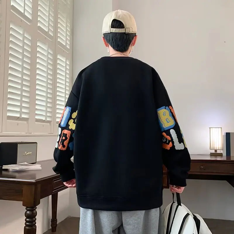 Hoodie men's spring and autumn new style long sleeved T-shirt base American retro men's loose trendy brand top