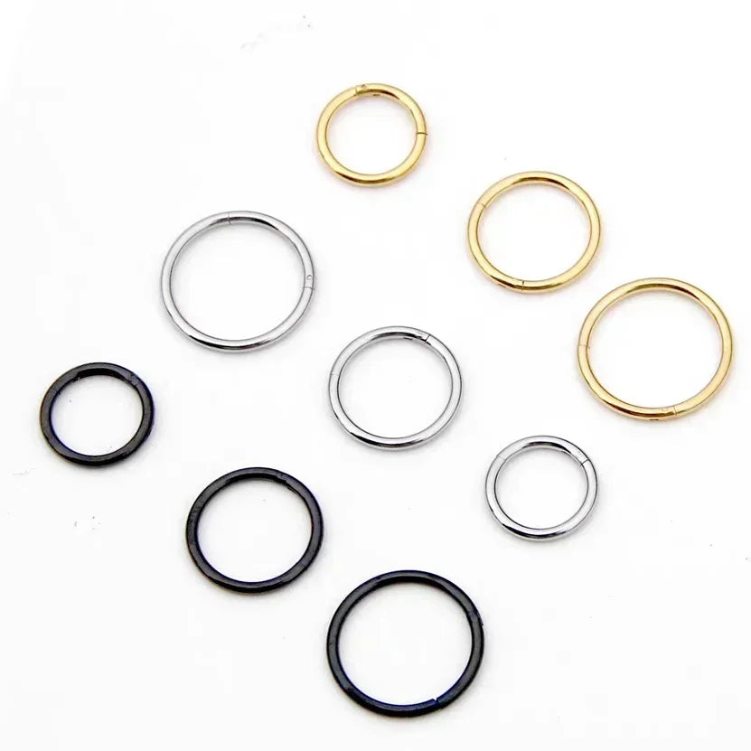 3pcs Nose Rings Hoop Hinged Clicker Segment Nose Rings Ear Cartilage Ring Clip Stainless Steel Ear Nose Body Piercing Jewelry