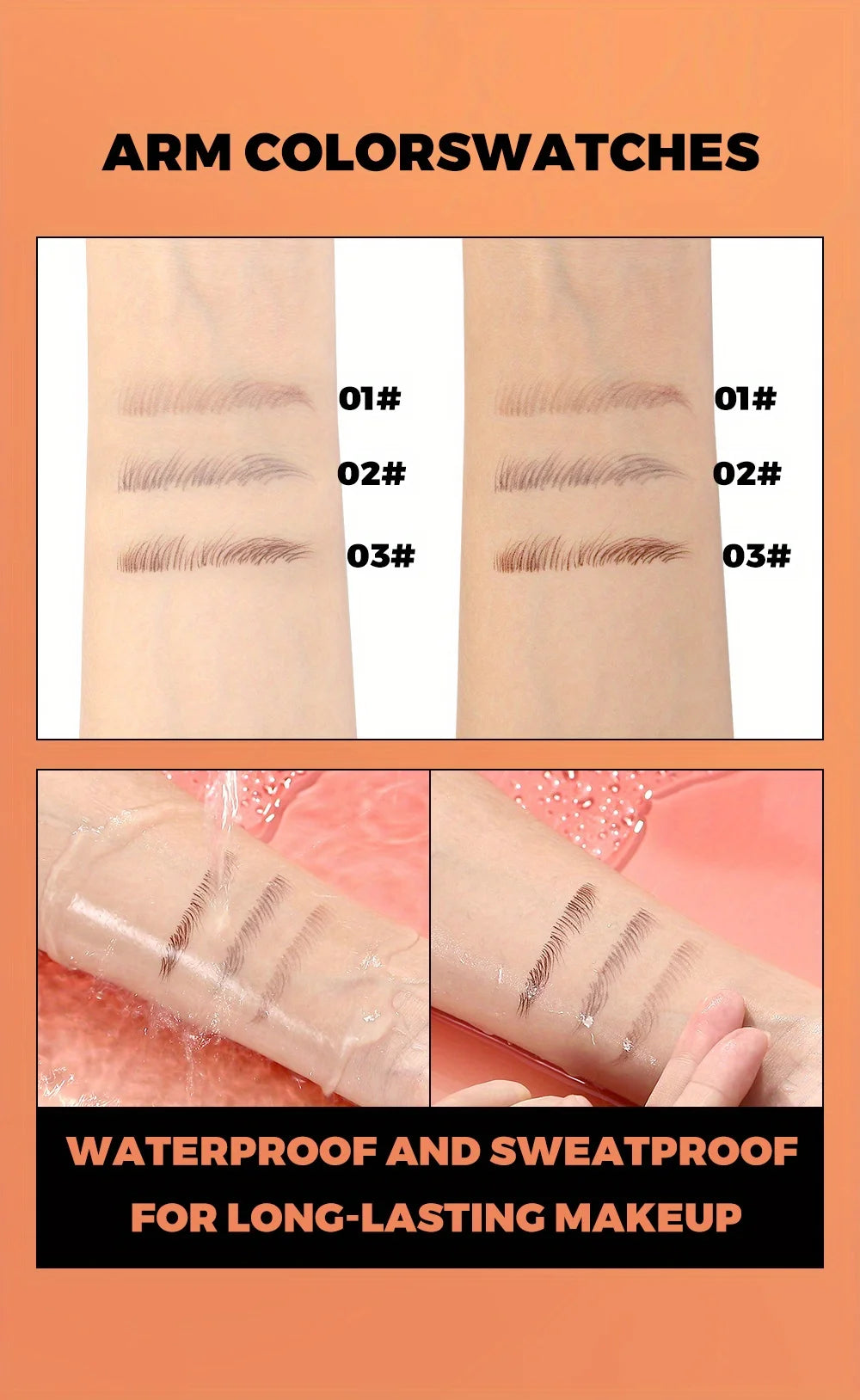 Eyebrow pencil waterproof and oil-proof, not easy to smudge, dark brown, light brown, with distinct roots