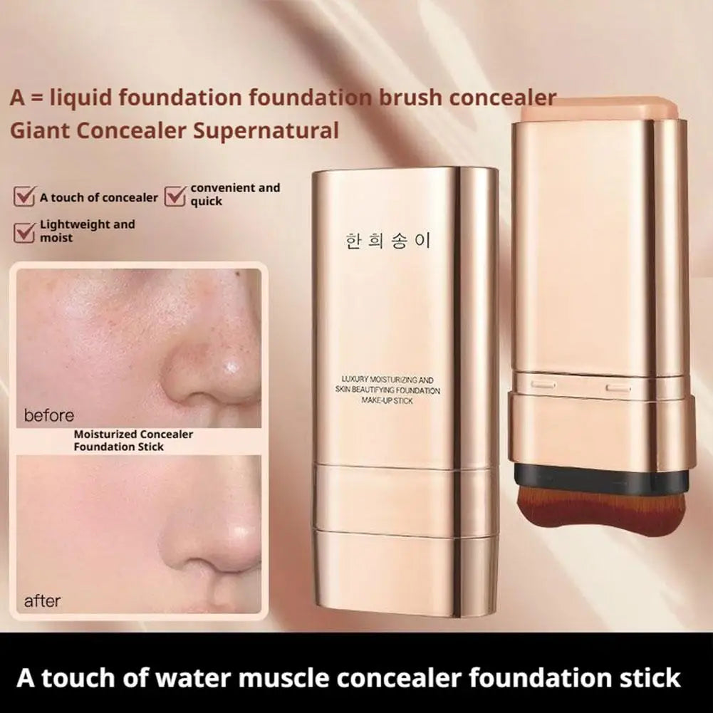 Double head with brush Foundation Stick Long Lasting Waterproof Sweatproof High Coverage Foundation Light Concealer Foundation