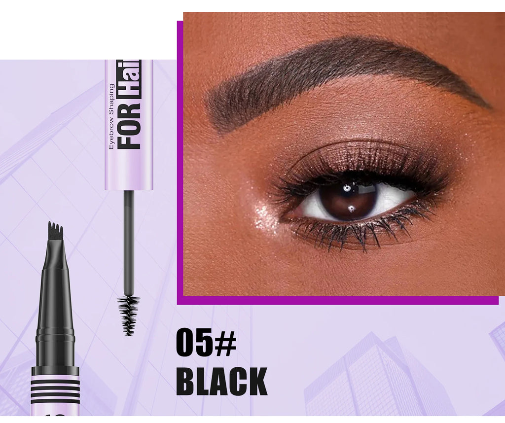 Waterproof Eyebrow Pencil 2in1 Liquid Gel Pen Long Lasting Cream Makeup Kit Four Claw Double End Natural Brow Styler