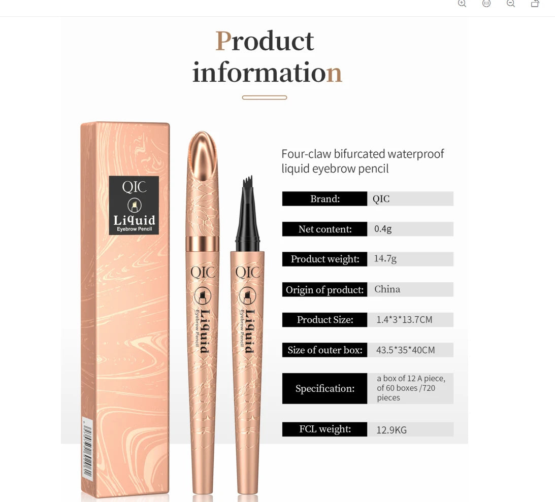 Eyebrow Pencil Liquid Waterproof Eyebrow Pencil Smudge-proof Brow Pencil With 4 Tip Microblade Eyebrow Pen Long-lasting Natural