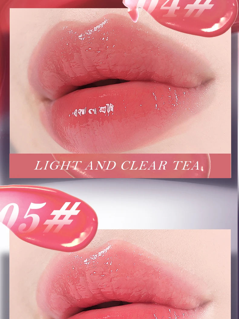 Moisturizing Water Light Lipstick,Mirror Gloss Jelly Gel Lip Gloss,Long-Lasting,Waterproof,Lightweight,Nourishing & Hydrating