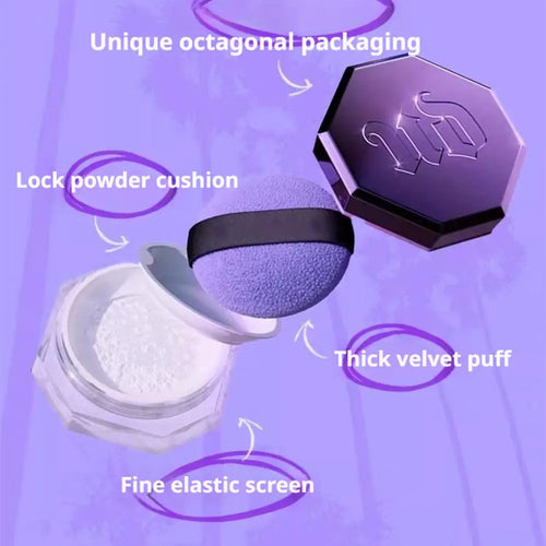 10g Meteorite Fine Setting Powder With Makeup Brush Set - Strong Powder Gripping Soft Cosmetic Brush Loose Powder Face Makeup