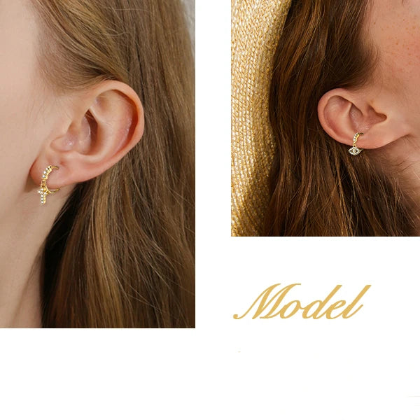 Nose Rings Hoop for Women Men Body Piercing Jewelry Cartilage Earring Nose Dangling CZ Cross Crown Starfish Dangle Nose Ring