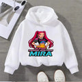 Hoodie for girls, warm Rumi KPop Demon Hunter coat, fashionable casual t-shirts with cartoon waves for children, casual black an