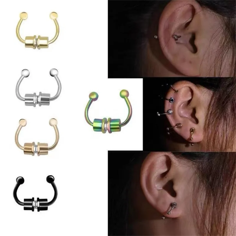 Magnetic Horseshoe Nose Rings, 316L Stainless Steel, Faux Septum Rings, Fake Piercing, Clip on, Hoop Rings, Gift for Women, Girl