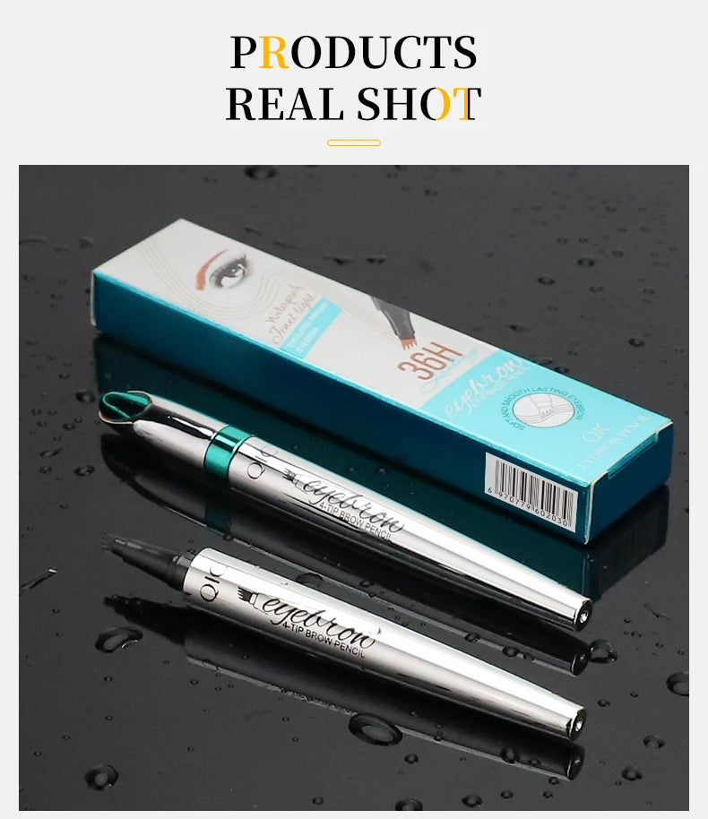 4 Points Eyebrow Pen 5 Colors Liquid Brow Pencil Dark Brown Microblading Eyebrow Pencil Waterproof Eyebrow Tattoo Pen Cosmetics