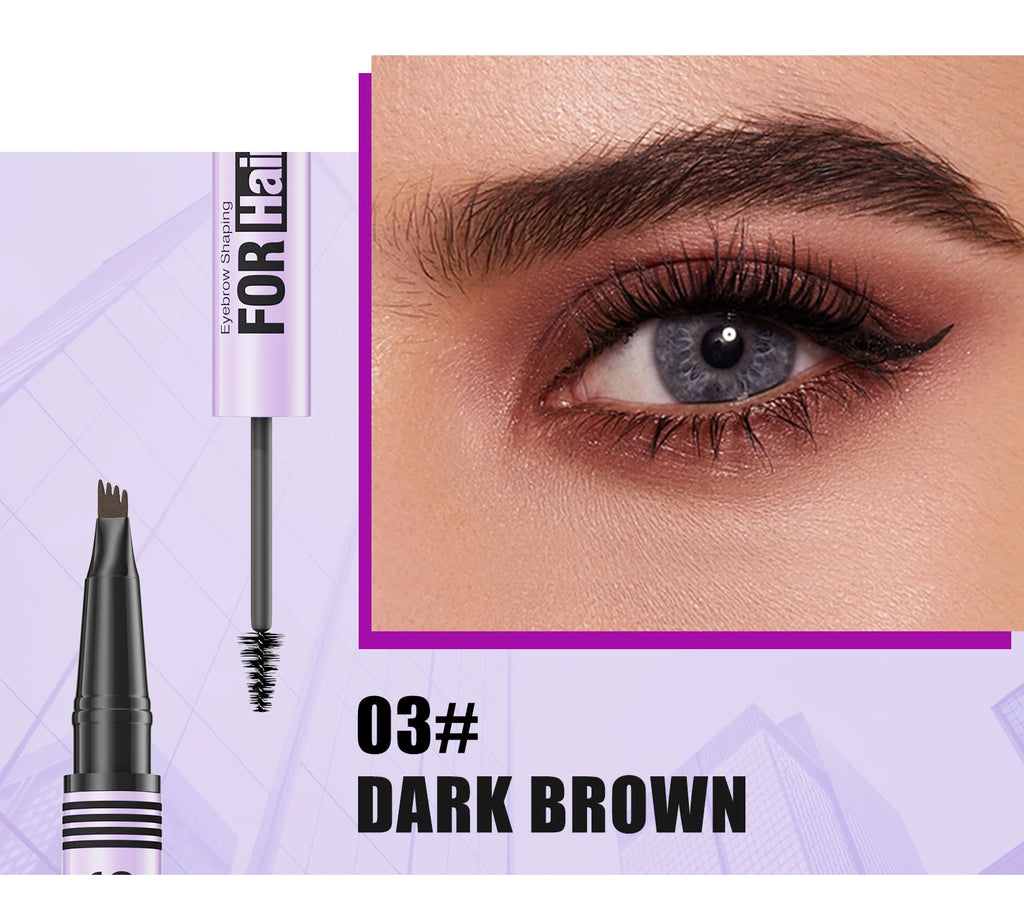 Waterproof Eyebrow Pencil 2in1 Liquid Gel Pen Long Lasting Cream Makeup Kit Four Claw Double End Natural Brow Styler
