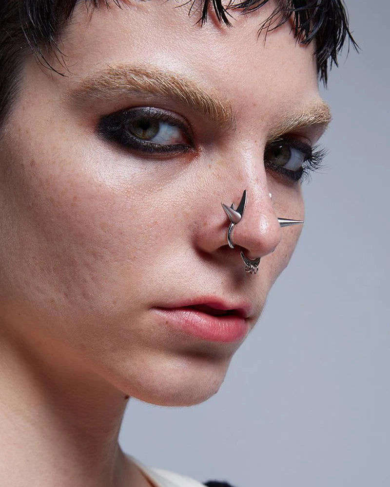 Fake Piercings Nose Hoop Punk Pointed Cone Nose Ring Jewelry Unisex Gothic Nasal Ring Street Rock Design Accessories Gift