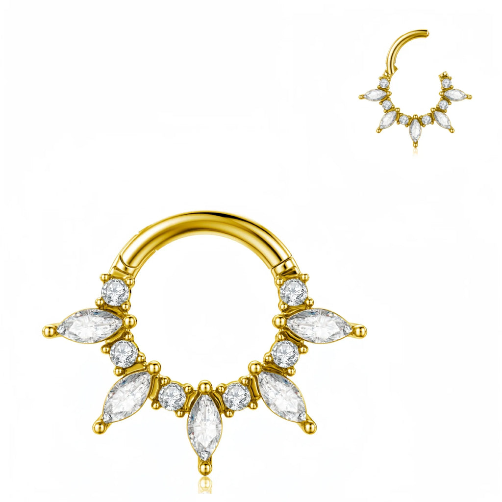 Stainless Steel Nose Ring Flower Hinged Septum Clicker Nose Hoop Seamless Nose Ring for Women Cartilage Nose Piercing Jewelry