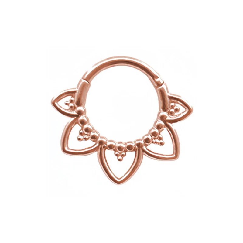 Stainless Steel Nose Ring Flower Hinged Septum Clicker Nose Hoop Seamless Nose Ring for Women Cartilage Nose Piercing Jewelry