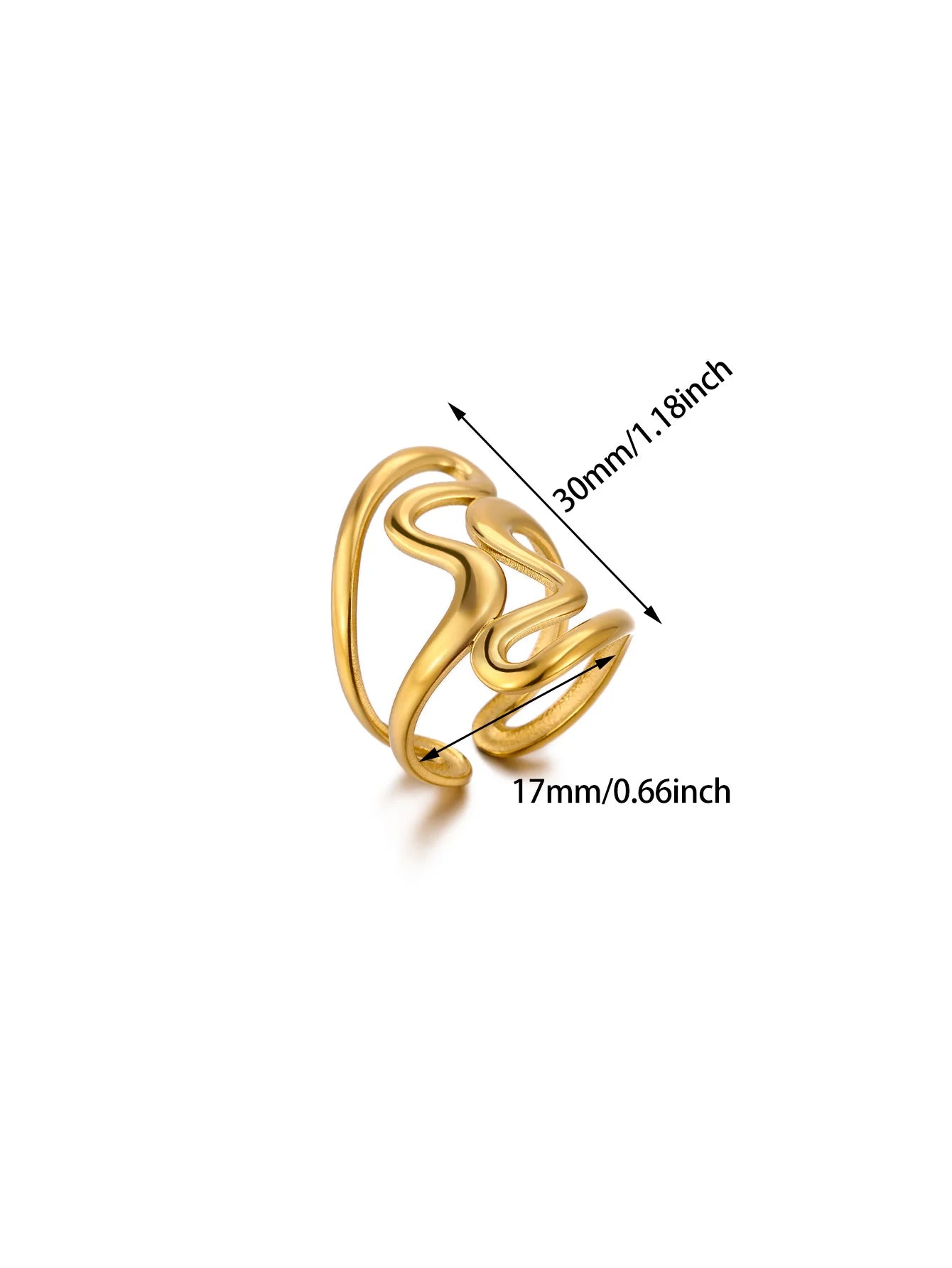 Irregular Geometric Rings for Women Gold Color ‌Stainless Steel Twisted Adjustable Ring Durable Rustproof Trendy Jewelry Gift