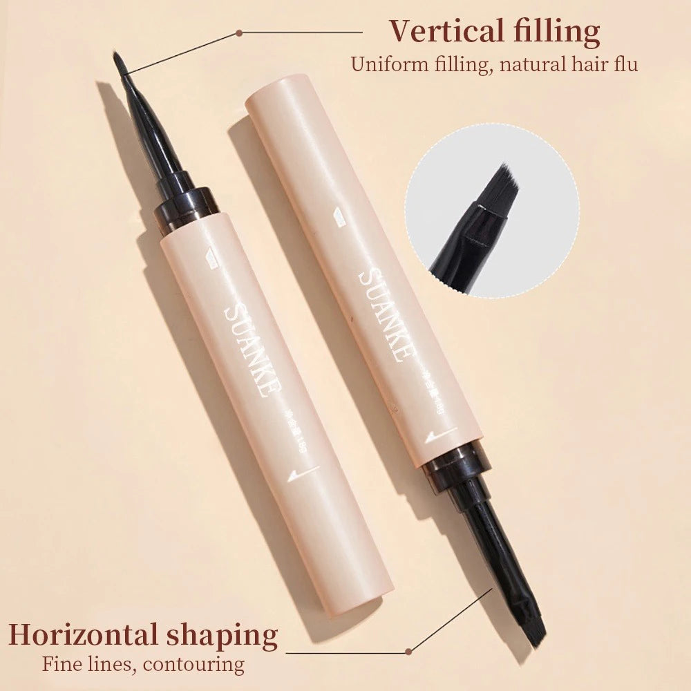 Double-ended eyebrow gel, waterproof, sweat-proof and smudge-proof, eyebrow pencil with brush