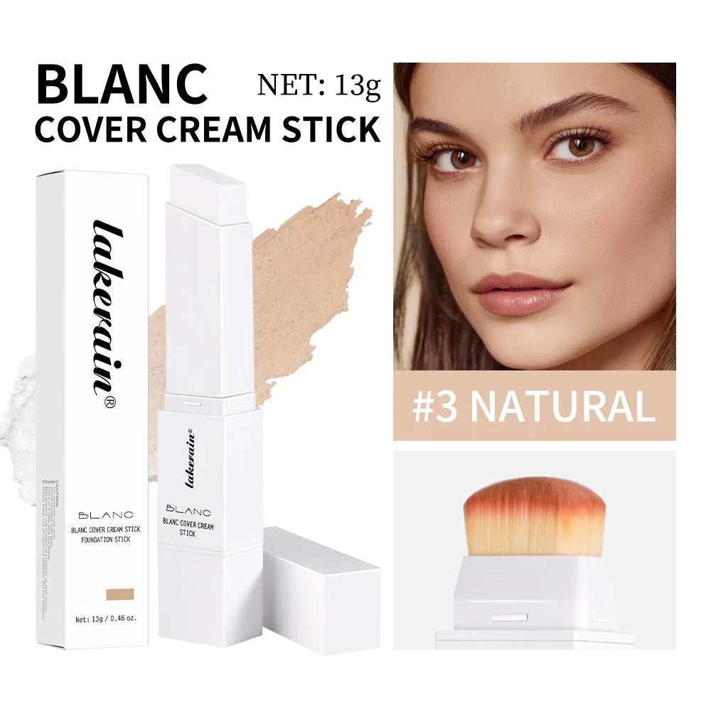 Foundation Stick Color Changing Foundation with Detachable Brush Blanc Cover Cream Stick Changing Hight Coverage Base Makeup