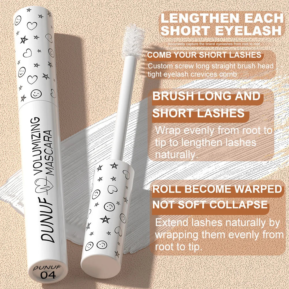 White Slender Curly Mascara, Color Mascara Waterproof Not Easy To Smudge, Portable Fine Brush Head，Holiday Makeup