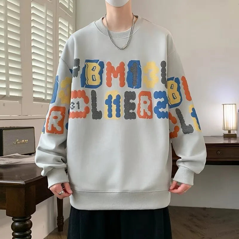 Hoodie men's spring and autumn new style long sleeved T-shirt base American retro men's loose trendy brand top