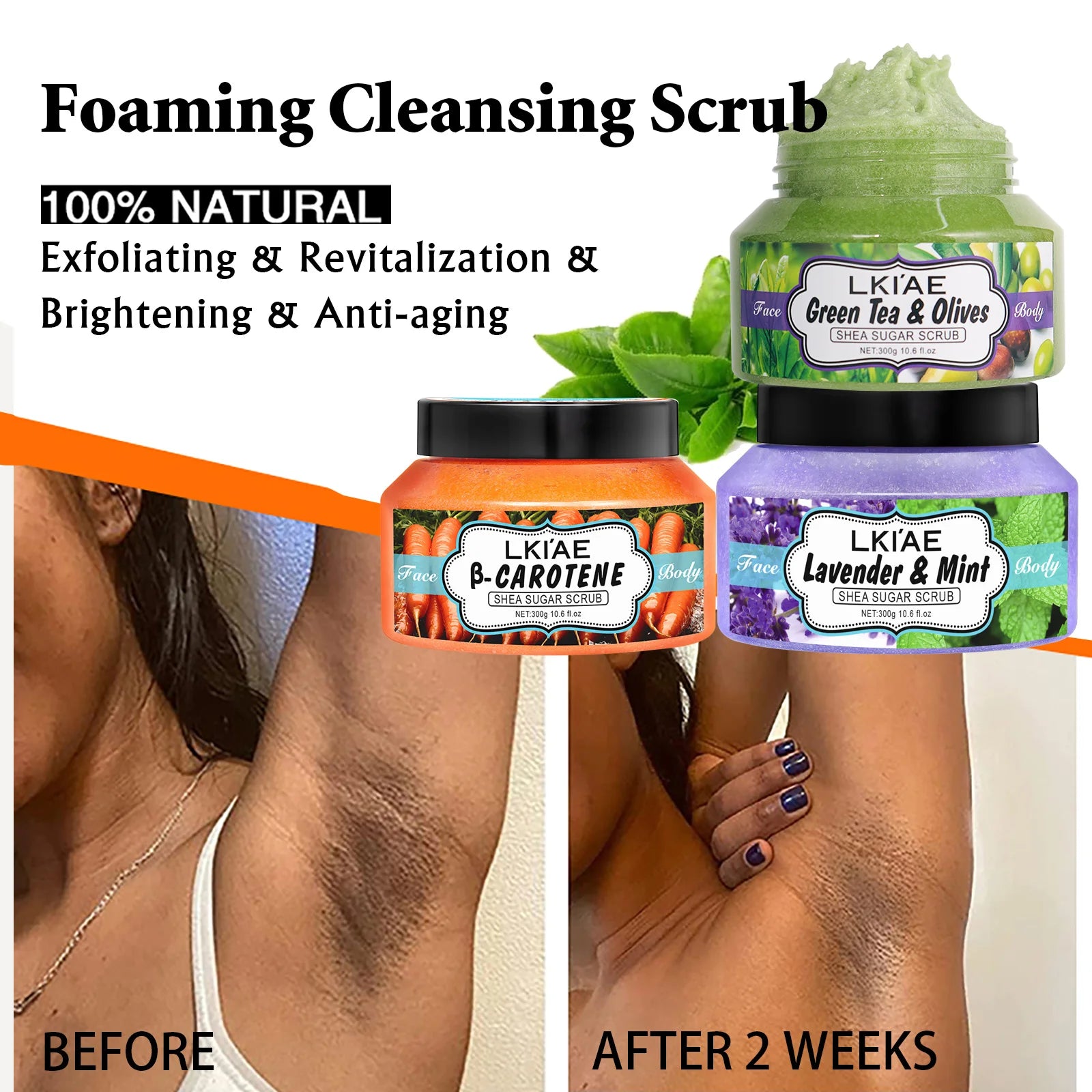 LKIAE Exfoliating & Lightening & Anti-aging Foaming & Brightening Cleansing Scrub, For All Skin Types, For Face and Body