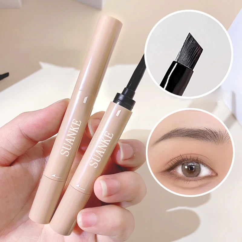 Double-ended eyebrow gel, waterproof, sweat-proof and smudge-proof, eyebrow pencil with brush