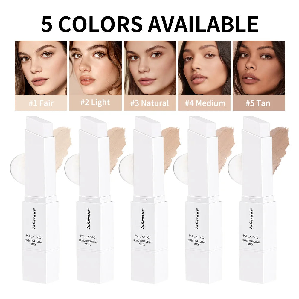 Foundation Stick Color Changing Foundation with Detachable Brush Blanc Cover Cream Stick Changing Hight Coverage Base Makeup