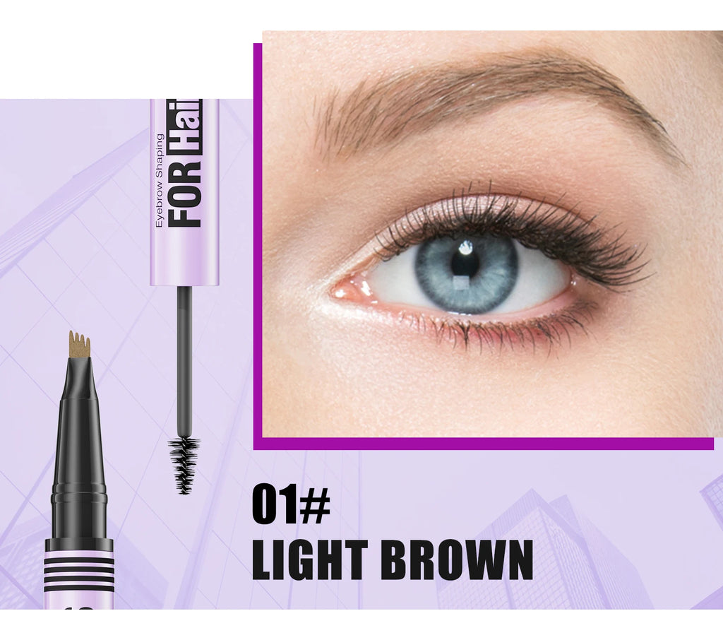 Waterproof Eyebrow Pencil 2in1 Liquid Gel Pen Long Lasting Cream Makeup Kit Four Claw Double End Natural Brow Styler