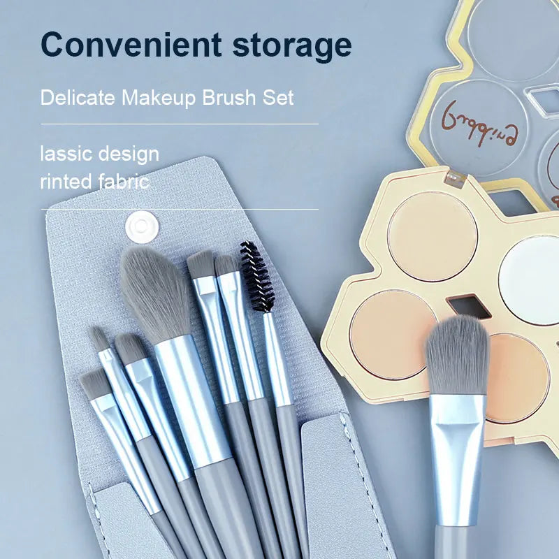 Makeup Brushes 8Pcs Set Travel Makeup Brush Kit with Bag Mini EyeShadow Foundation Loose Powder Blush Detail Brush Beauty Tools