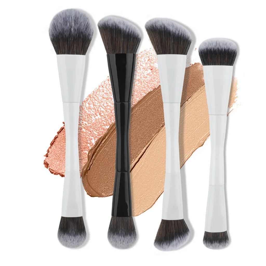 1 pcs Dual Head Makeup BrushAngled Head Foundation BrushRound Foundation BrushContouring BrushFlat Head Foundation Brush