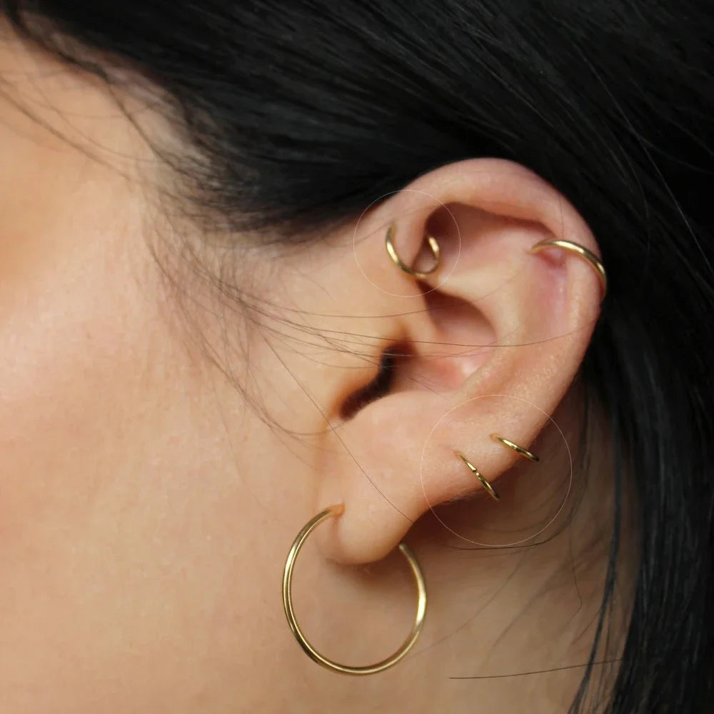 3pcs Nose Rings Hoop Hinged Clicker Segment Nose Rings Ear Cartilage Ring Clip Stainless Steel Ear Nose Body Piercing Jewelry