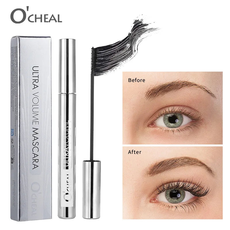 Silver Tube Mascara – Volumizing, Lengthening & Curling Formula, Waterproof & Smudge-Proof with Clump-Free, Flake-Resistant Wear