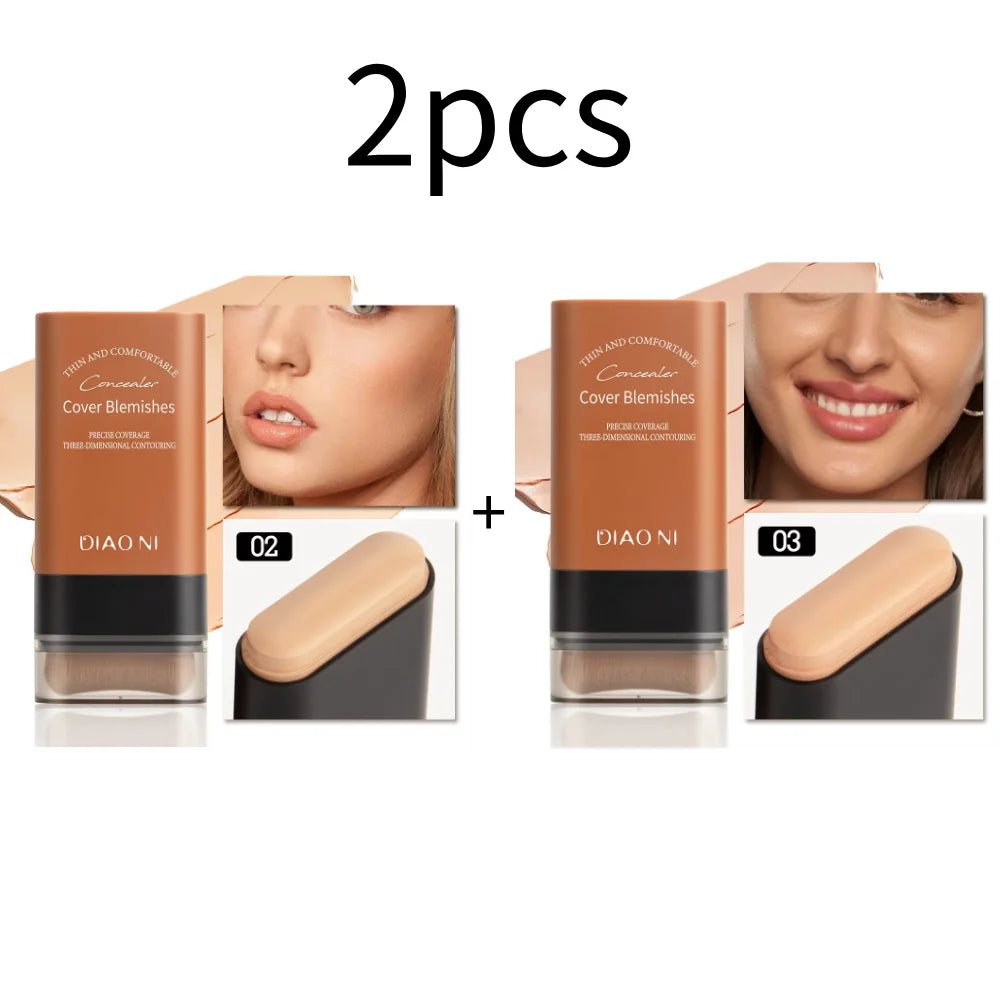 Tioni Foundation Stick Dual Head with Brush Moisture Translucent Foundation Long Lasting Eraser Foundation Stick