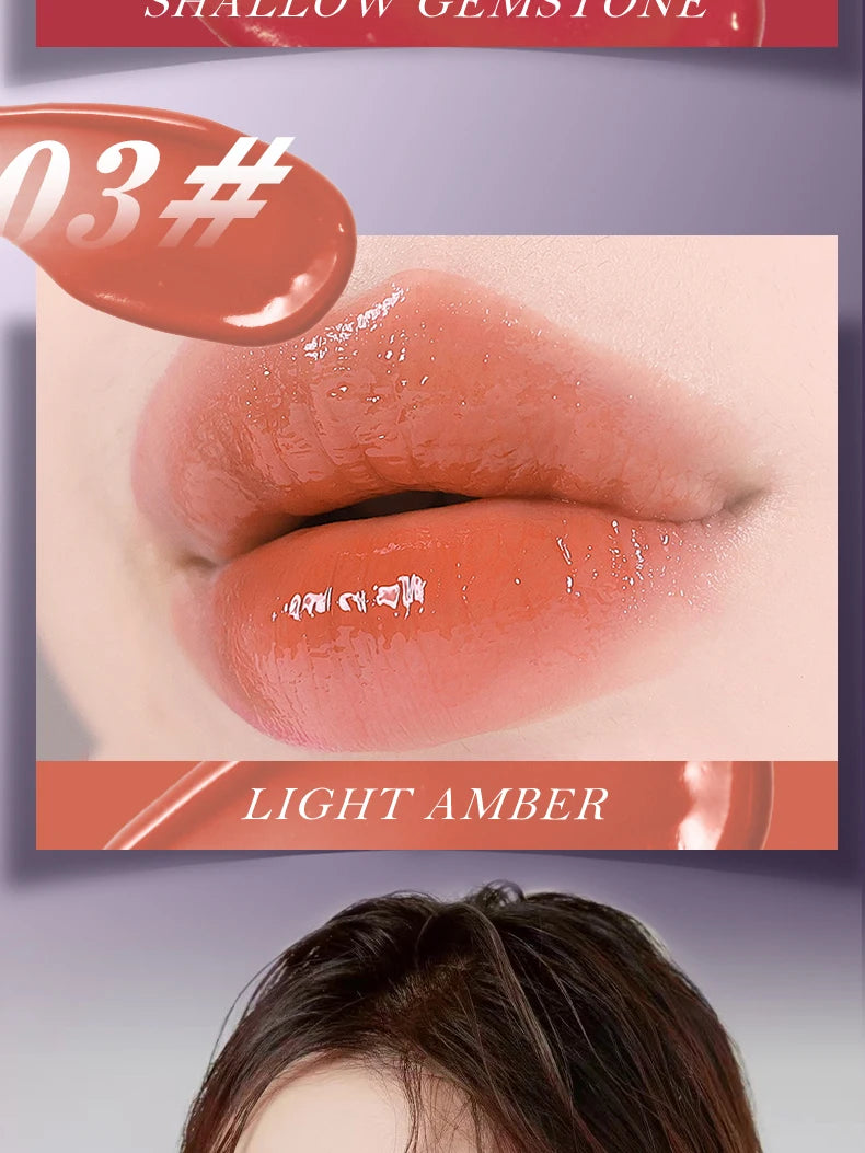 Moisturizing Water Light Lipstick,Mirror Gloss Jelly Gel Lip Gloss,Long-Lasting,Waterproof,Lightweight,Nourishing & Hydrating