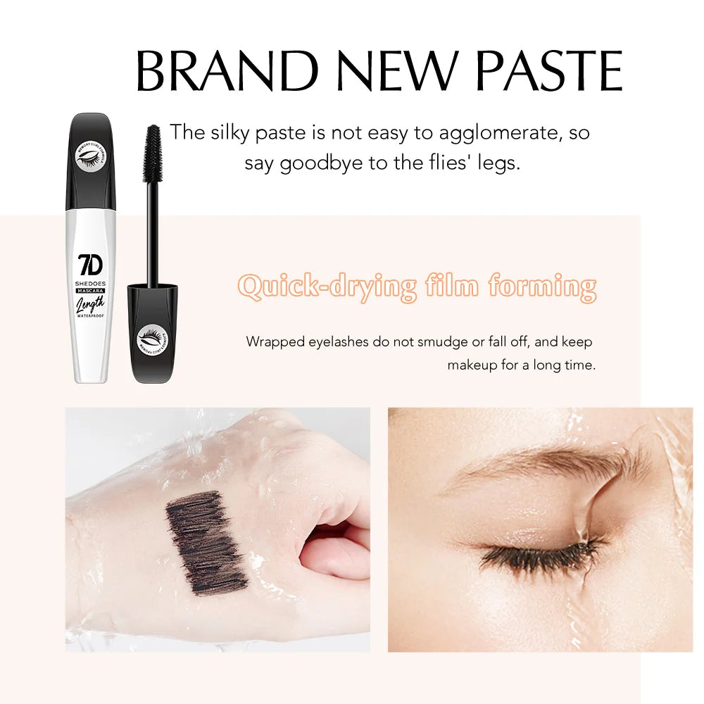 7D mascara waterproof and easy to remove makeup, no smudging and no makeup removal, slender and curled thick mascara