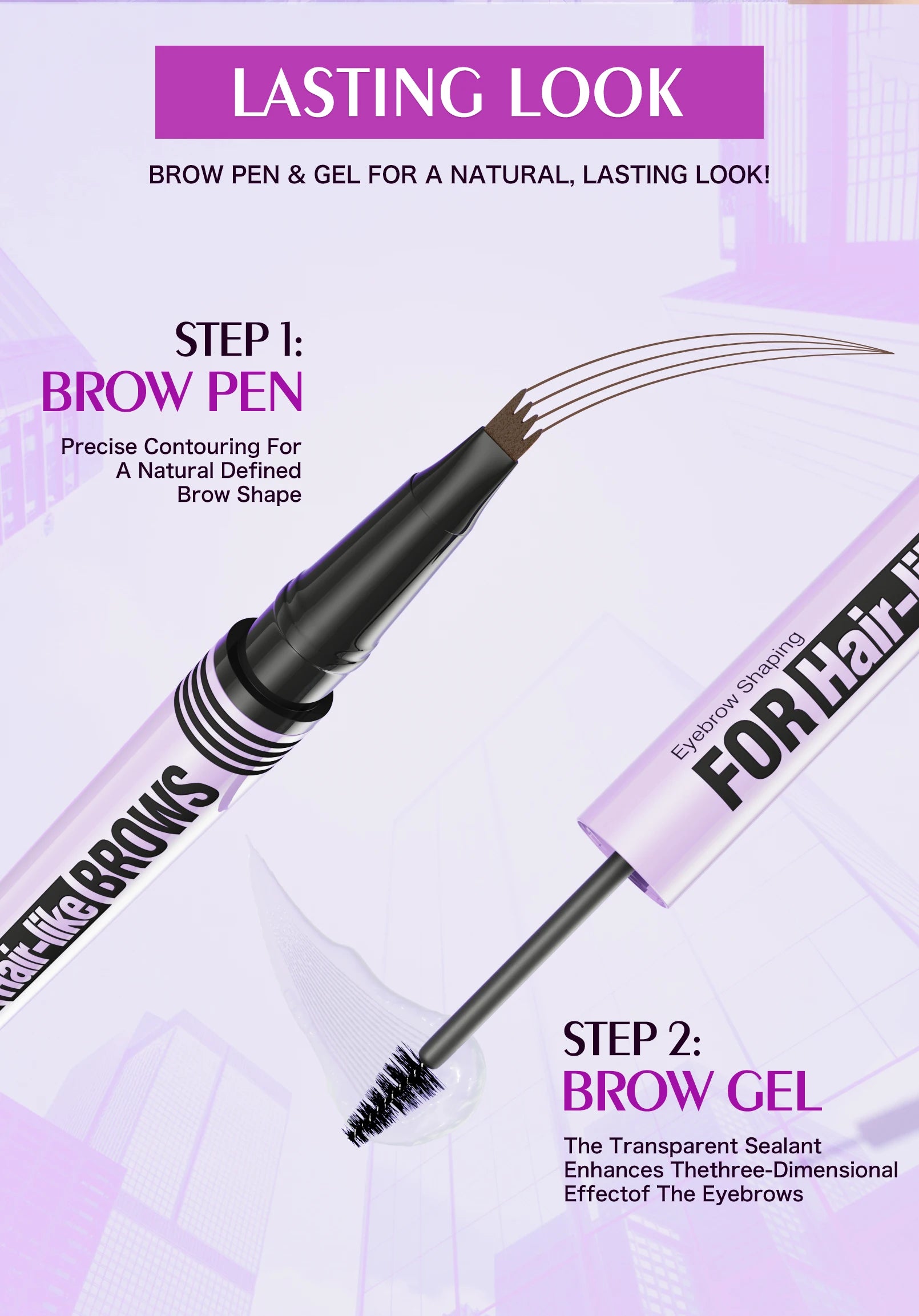 Waterproof Eyebrow Pencil 2in1 Liquid Gel Pen Long Lasting Cream Makeup Kit Four Claw Double End Natural Brow Styler