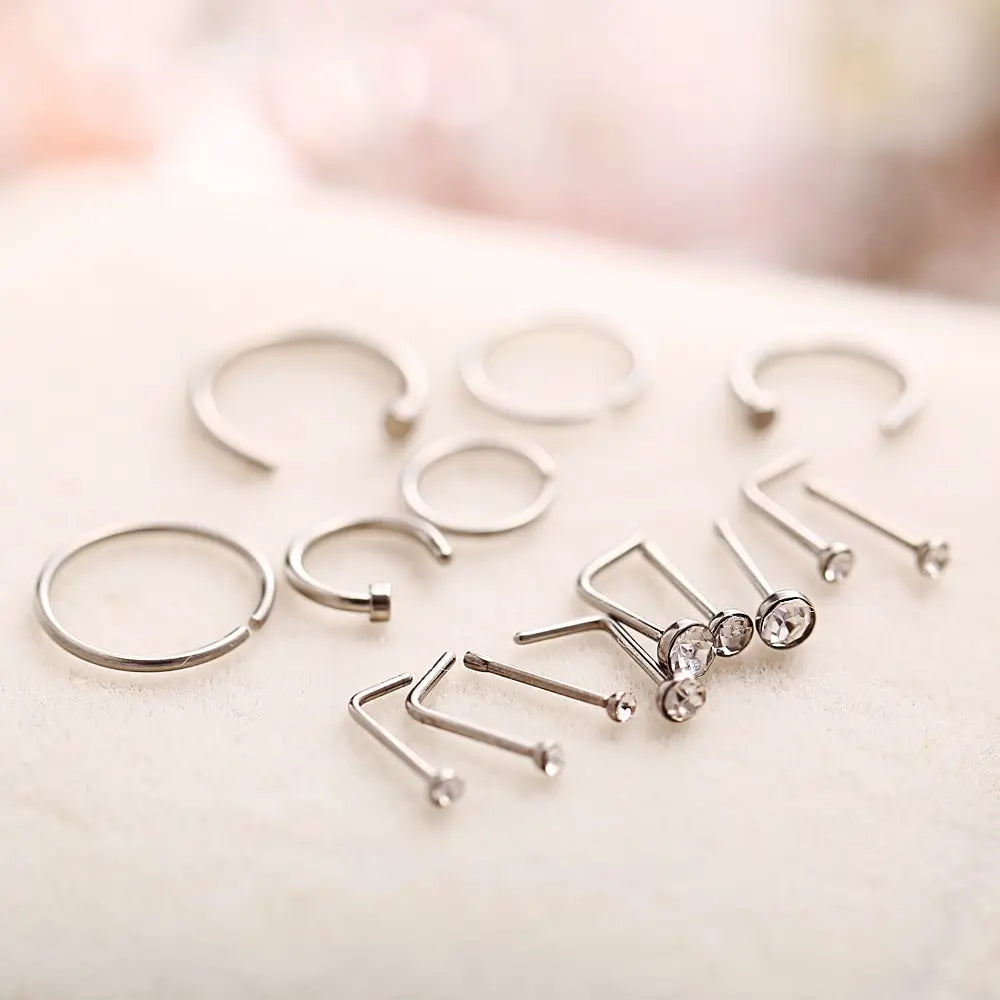 22 Pcs Of Suit Fake Nose Ring Earrings Fashion Punk Non-nose-piercing Septum Women Jewelry