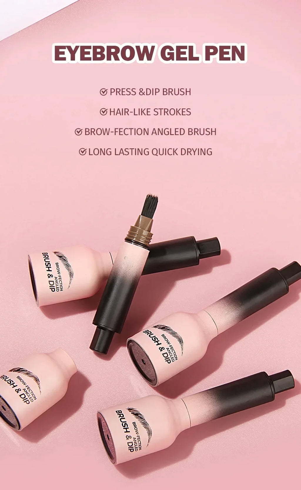 Wild Eyebrow Pencil Square Angled Brush Velvet 3D Brow Dye Cream Hairline Anti-smudge Waterproof Multifunction Eyebrow Tint Pen