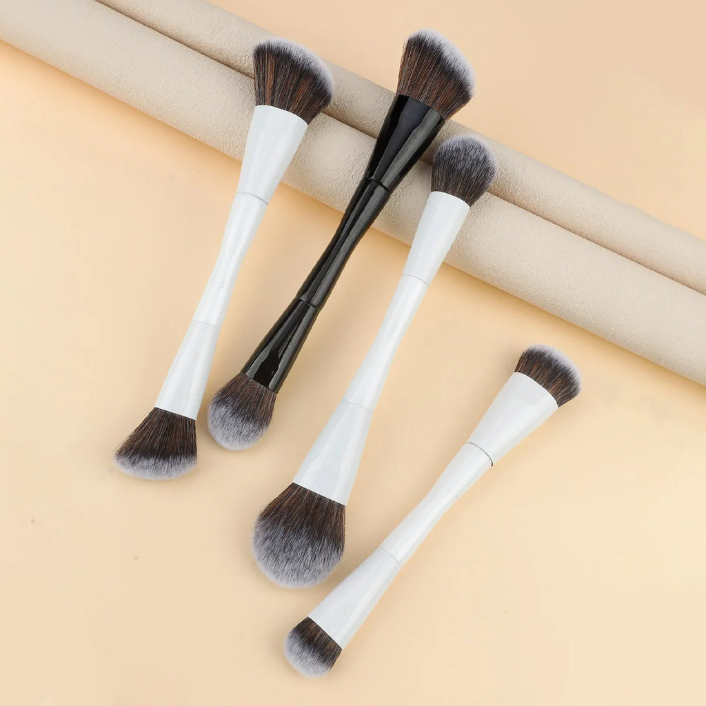 1 pcs Dual Head Makeup BrushAngled Head Foundation BrushRound Foundation BrushContouring BrushFlat Head Foundation Brush