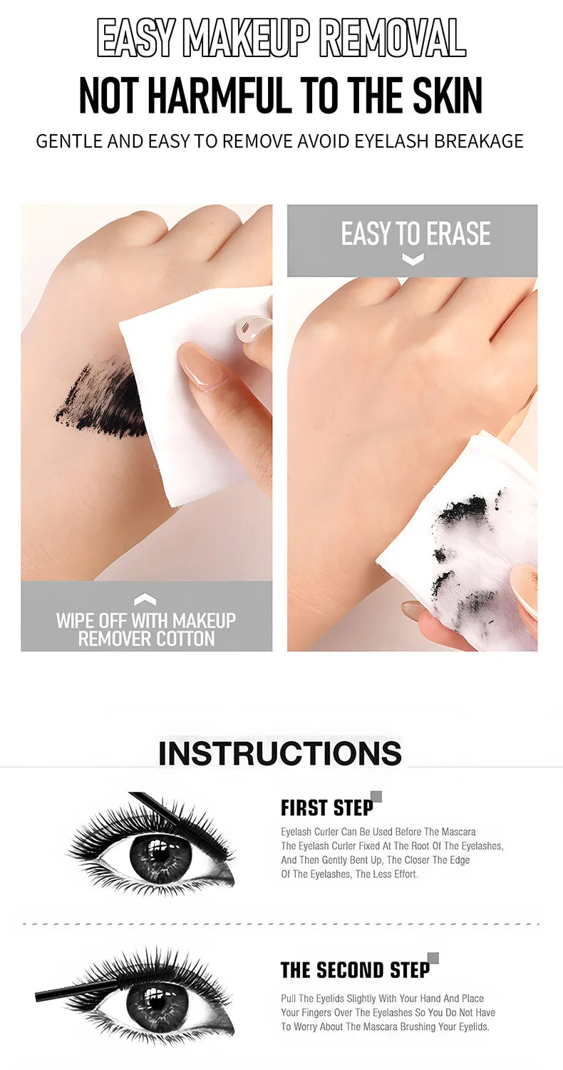 Silver Tube Mascara – Volumizing, Lengthening & Curling Formula, Waterproof & Smudge-Proof with Clump-Free, Flake-Resistant Wear