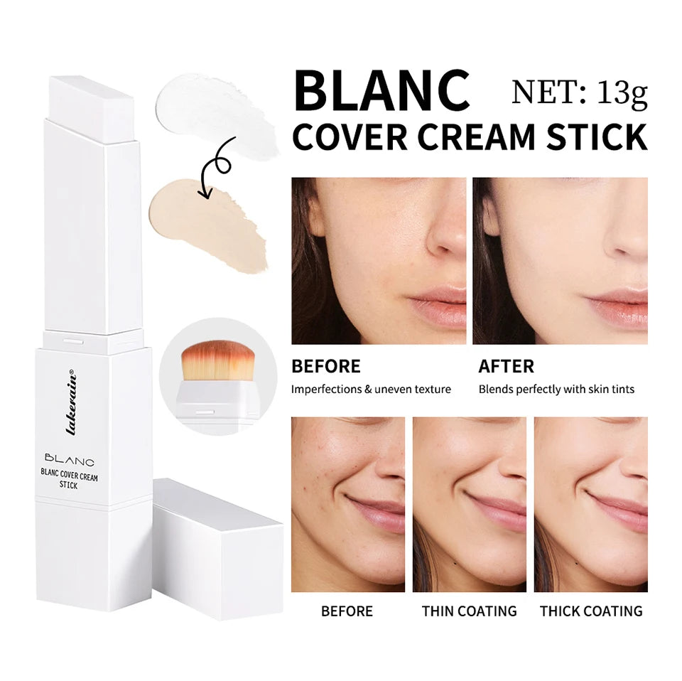 Foundation Stick Color Changing Foundation Detachable Brush Blanc Cover Cream Stick High Coverage Smoothly Blending Base Makeup