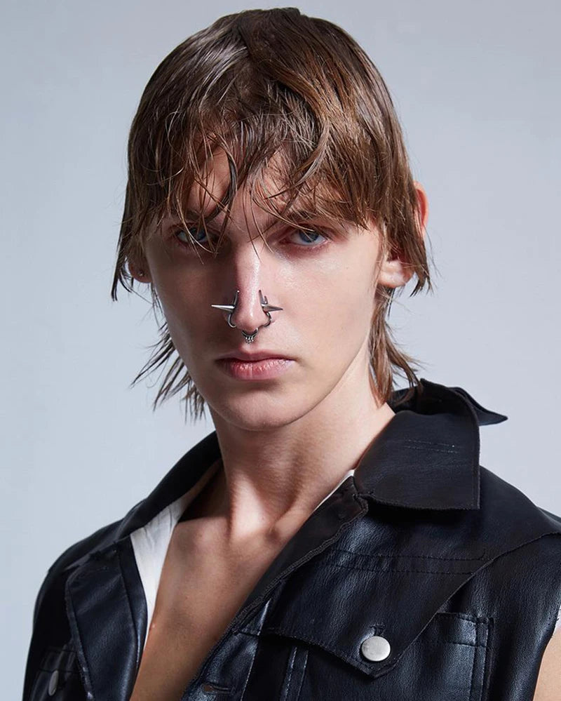 Fake Piercings Nose Hoop Punk Pointed Cone Nose Ring Jewelry Unisex Gothic Nasal Ring Street Rock Design Accessories Gift