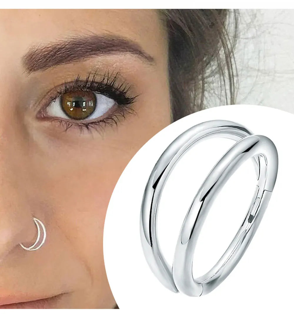 Nose Rings Hoops Double Septum Rings Cartilage Hoop Earring Piercing Nariz Open Stacked Hoop Nose Rings for Women and Men