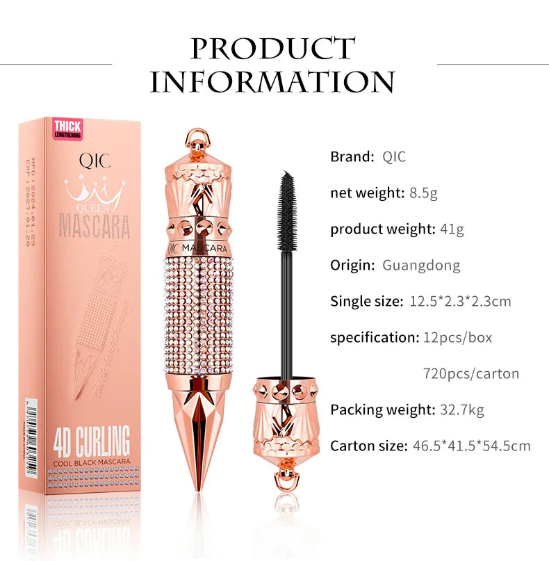 QIC Mascara with Large Brush Head, Easy to Apply, Non-Clumping, Non-Fading