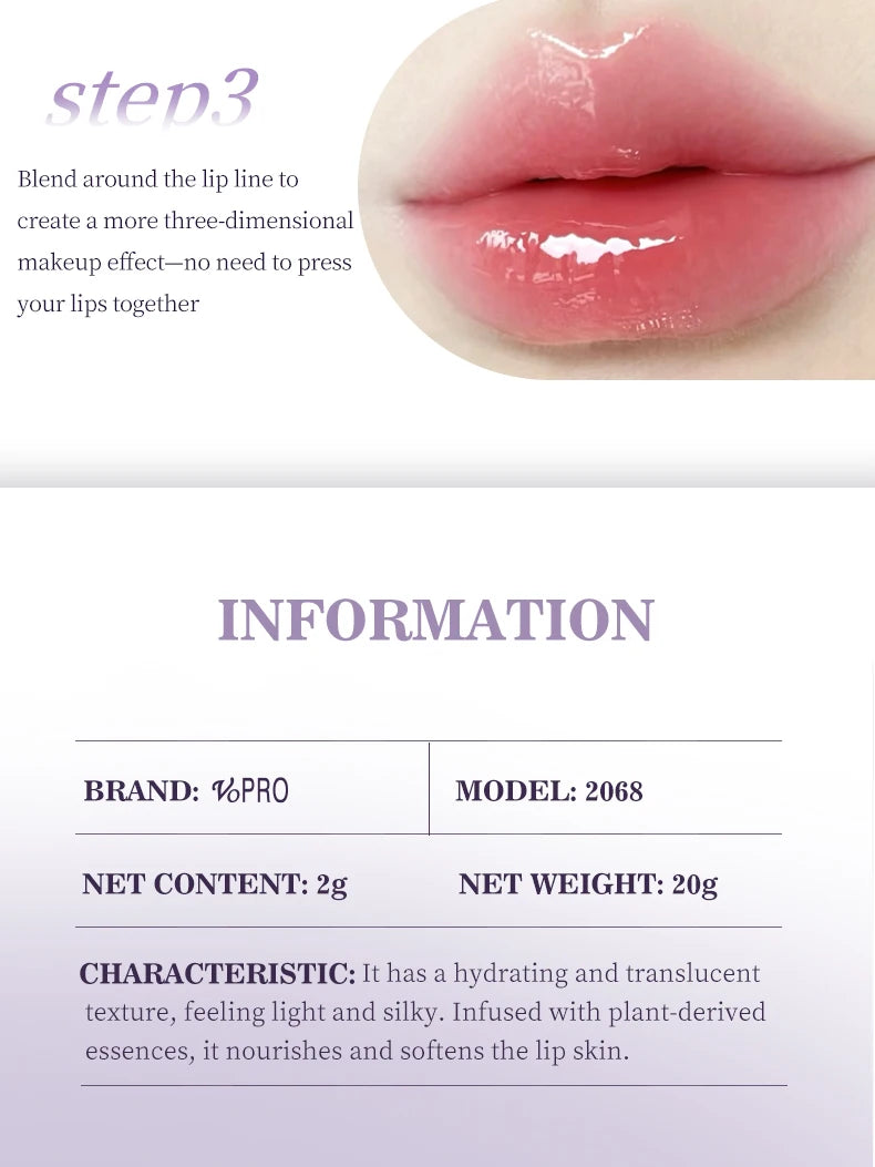 Moisturizing Water Light Lipstick,Mirror Gloss Jelly Gel Lip Gloss,Long-Lasting,Waterproof,Lightweight,Nourishing & Hydrating