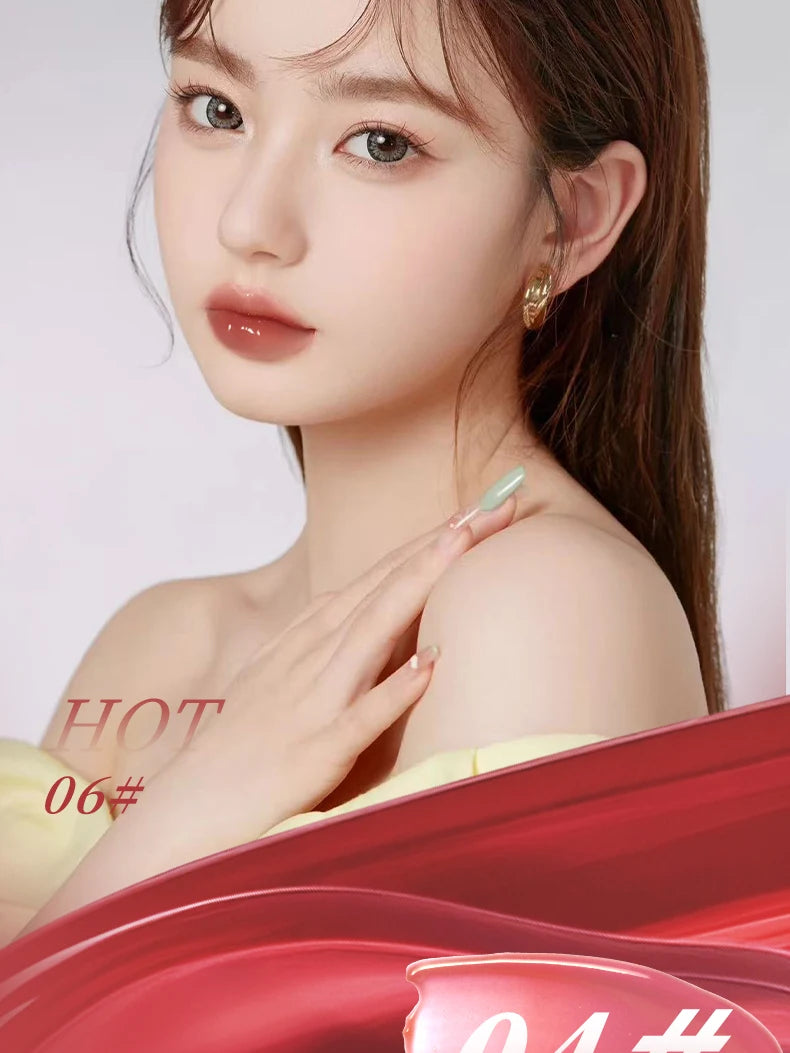 Moisturizing Water Light Lipstick,Mirror Gloss Jelly Gel Lip Gloss,Long-Lasting,Waterproof,Lightweight,Nourishing & Hydrating