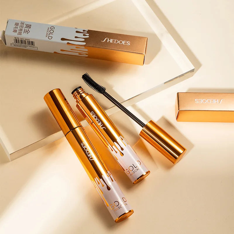 Thick Curly Eye Black Waterproof Non Smudging Slim Durable And Makeup Free Eye Black Gold Color Mascara